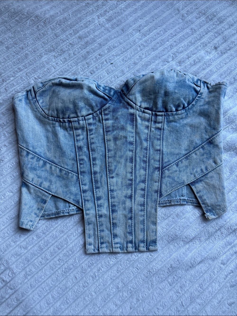 Pretty Little Thing Women’s Light Blue Denim Corset Top